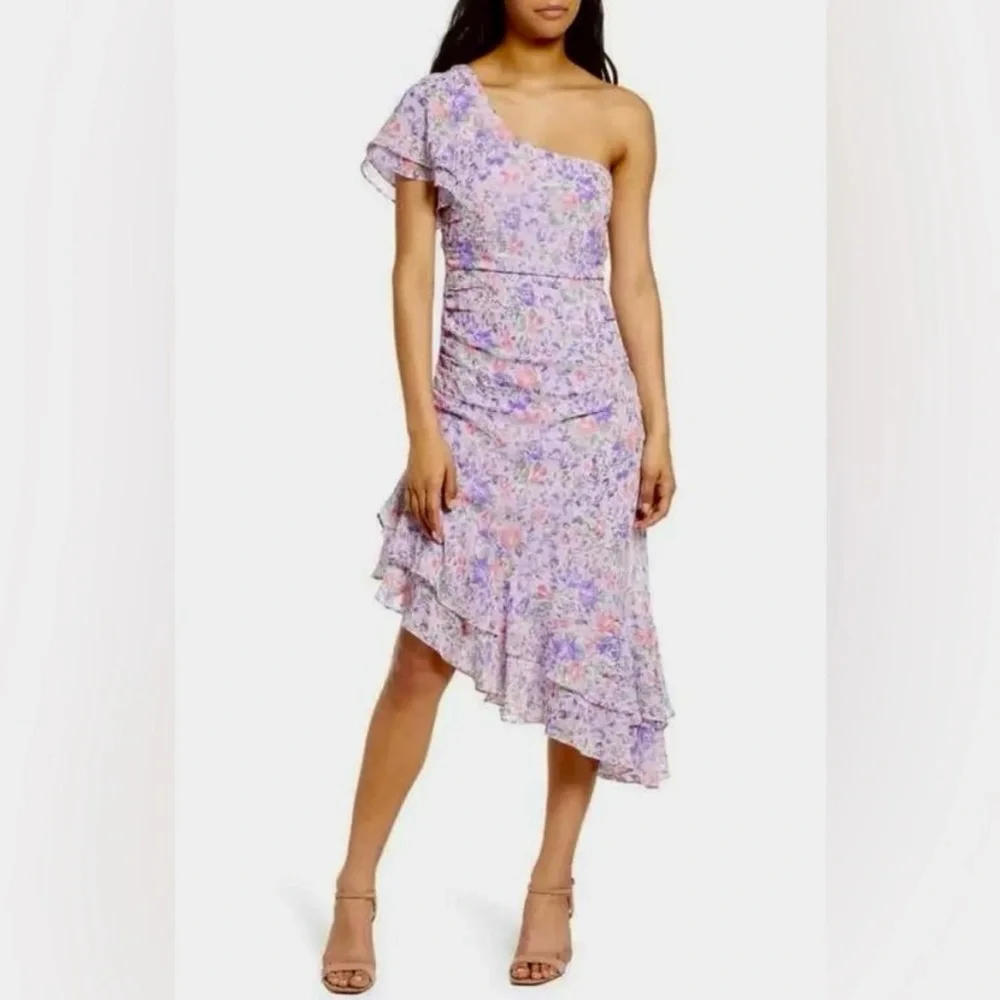 Anthropologie Floret Studios XL NWT One- Shoulder Floral Midi Dress